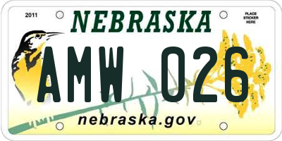 NE license plate AMW026