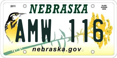 NE license plate AMW116