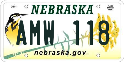 NE license plate AMW118