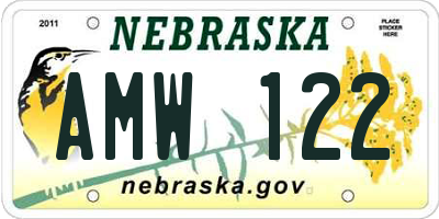 NE license plate AMW122