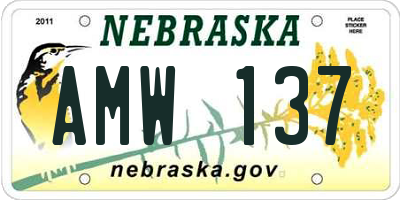NE license plate AMW137