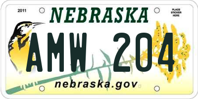 NE license plate AMW204