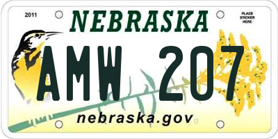 NE license plate AMW207