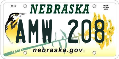 NE license plate AMW208