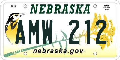 NE license plate AMW212