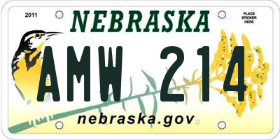 NE license plate AMW214
