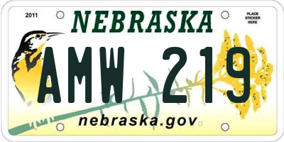 NE license plate AMW219