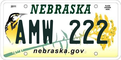 NE license plate AMW222