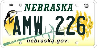 NE license plate AMW226