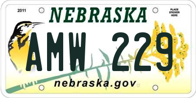 NE license plate AMW229