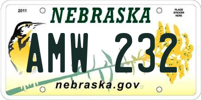 NE license plate AMW232