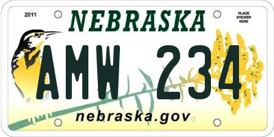 NE license plate AMW234