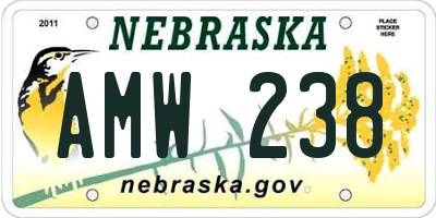 NE license plate AMW238