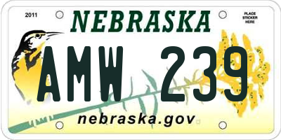 NE license plate AMW239