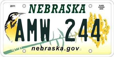 NE license plate AMW244