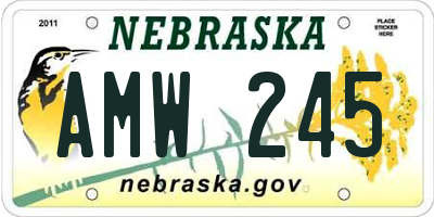 NE license plate AMW245