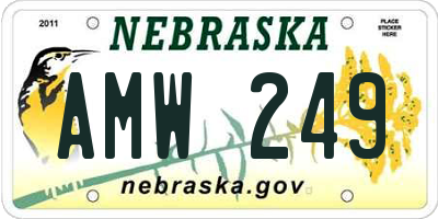NE license plate AMW249