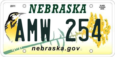 NE license plate AMW254