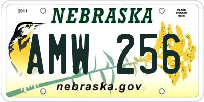 NE license plate AMW256