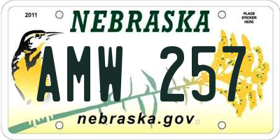 NE license plate AMW257
