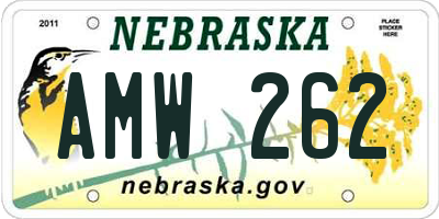 NE license plate AMW262