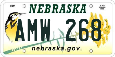 NE license plate AMW268