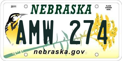 NE license plate AMW274