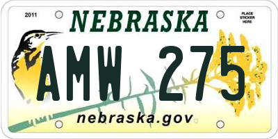 NE license plate AMW275