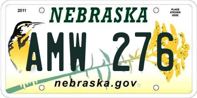 NE license plate AMW276