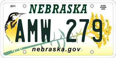NE license plate AMW279