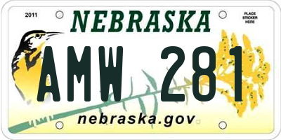 NE license plate AMW281