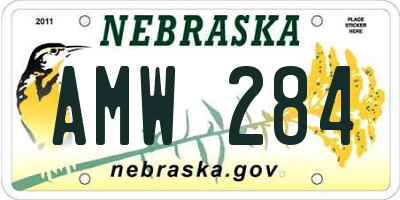 NE license plate AMW284
