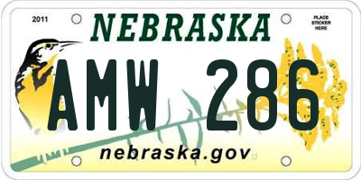 NE license plate AMW286