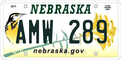 NE license plate AMW289