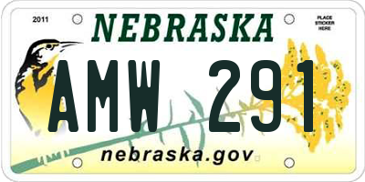 NE license plate AMW291