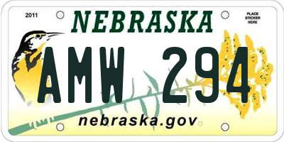 NE license plate AMW294