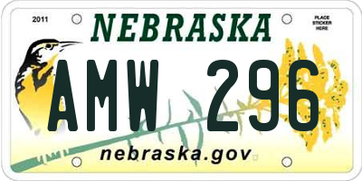 NE license plate AMW296