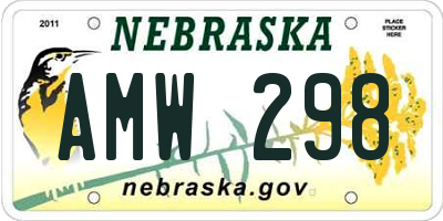 NE license plate AMW298