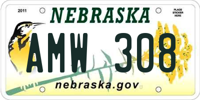 NE license plate AMW308