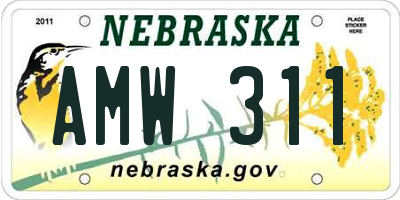 NE license plate AMW311