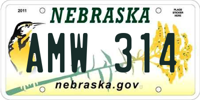 NE license plate AMW314