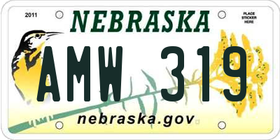 NE license plate AMW319