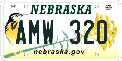 NE license plate AMW320