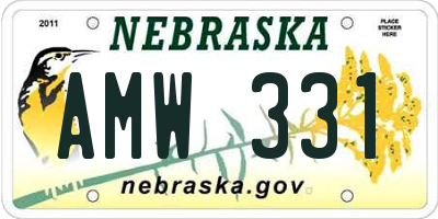NE license plate AMW331