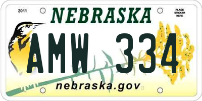 NE license plate AMW334