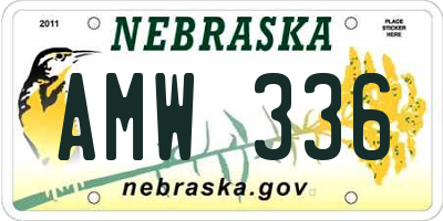 NE license plate AMW336