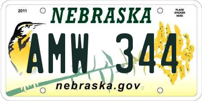 NE license plate AMW344