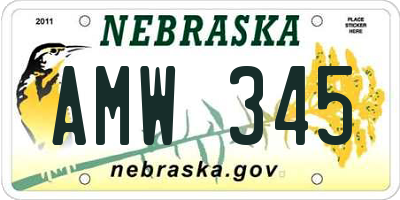 NE license plate AMW345
