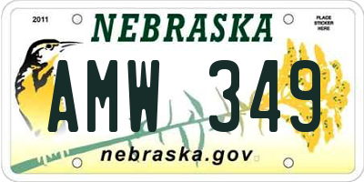 NE license plate AMW349