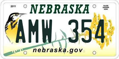 NE license plate AMW354